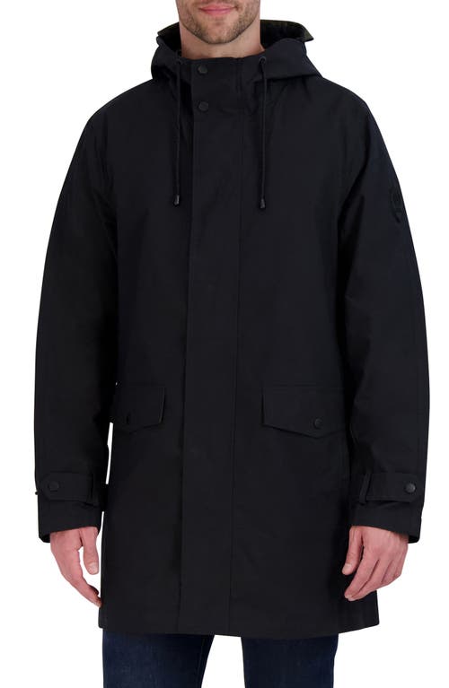 Water Resistant Hooded Jacket in Black Olive