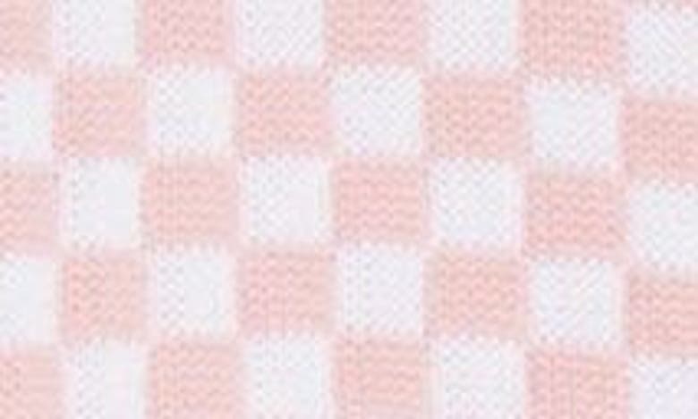 Shop Versace Check Wool Blend Jacquard Cardigan In Pink