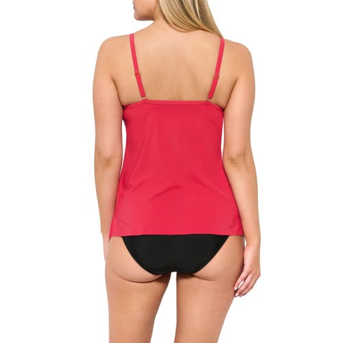 Shop Christina Essentials Tops Pushup Draped Tankini In Raspberry