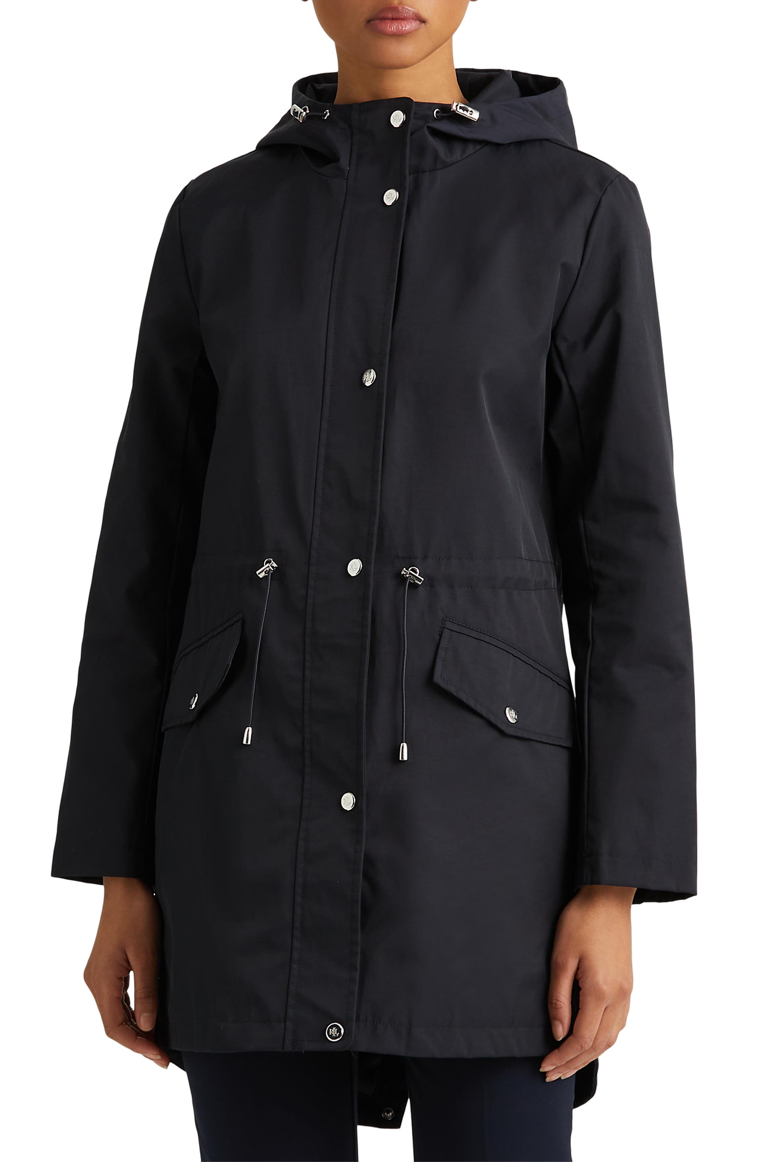 cinched waist raincoat