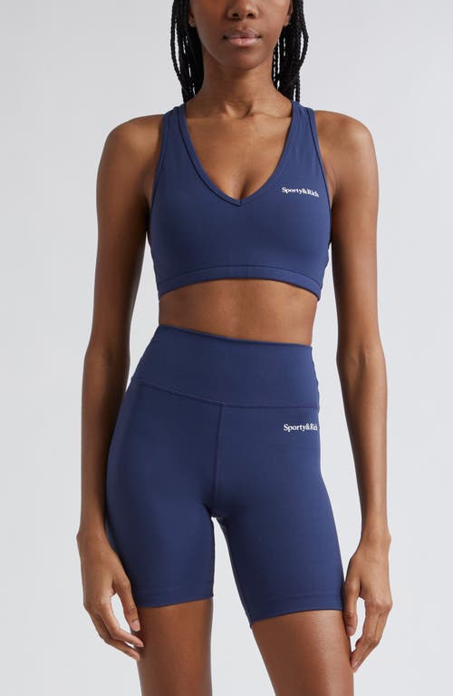 Shop Sporty And Rich Sporty & Rich Logo Sports Bra In Navy