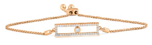Luvmyjewelry Rectangular Kinetic Uno Slider Bolo Adjustable Diamond Bracelet In 14k Gold In 14k Rose Gold
