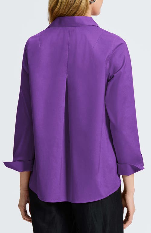 Shop Foxcroft Agnes Split Cuff Popover Blouse In Purple Topaz