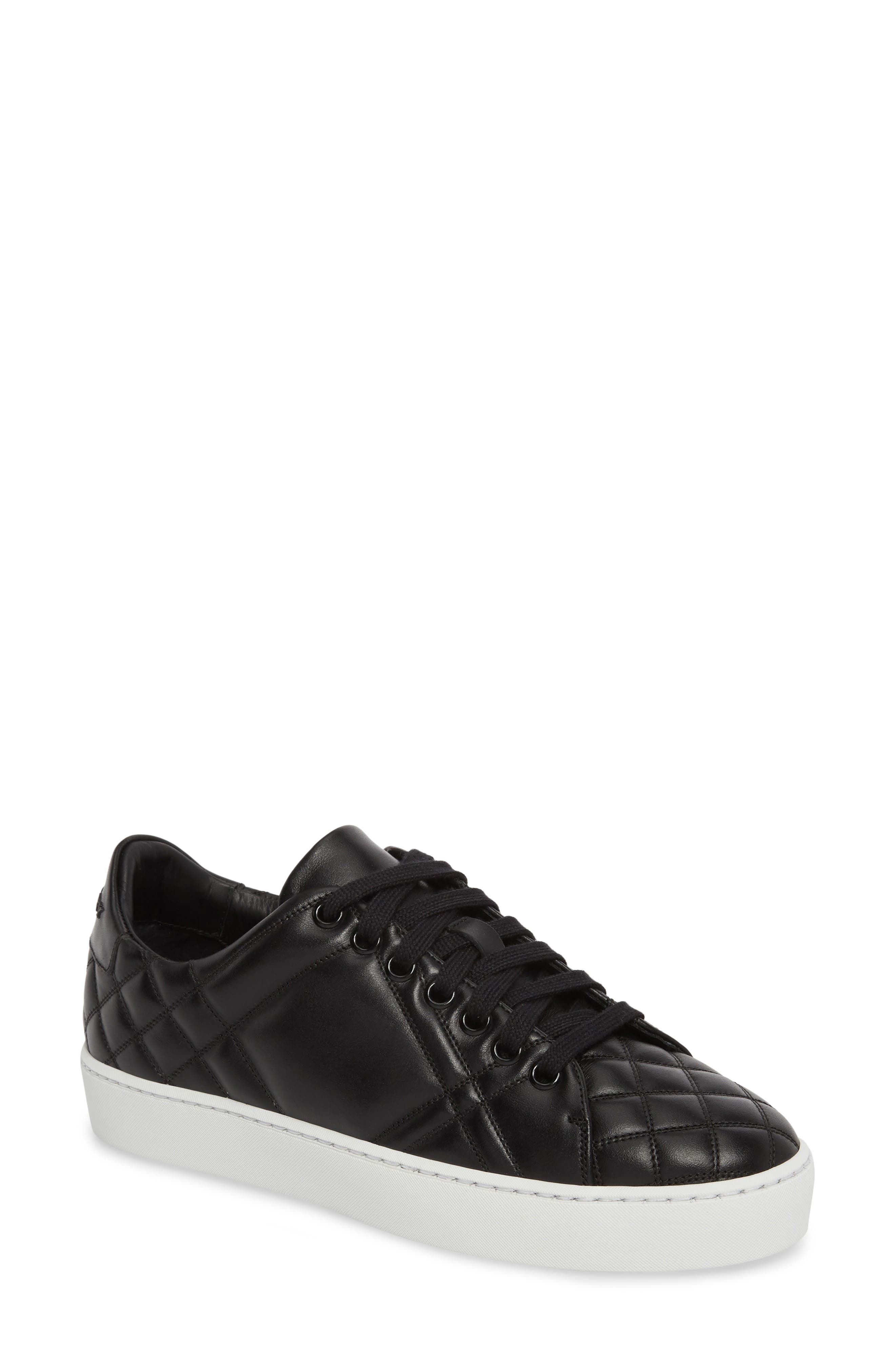 black leather quilted shoes