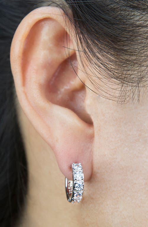 Shop Cz By Kenneth Jay Lane Round Cz Mini Hoop Earrings In Clear/silver