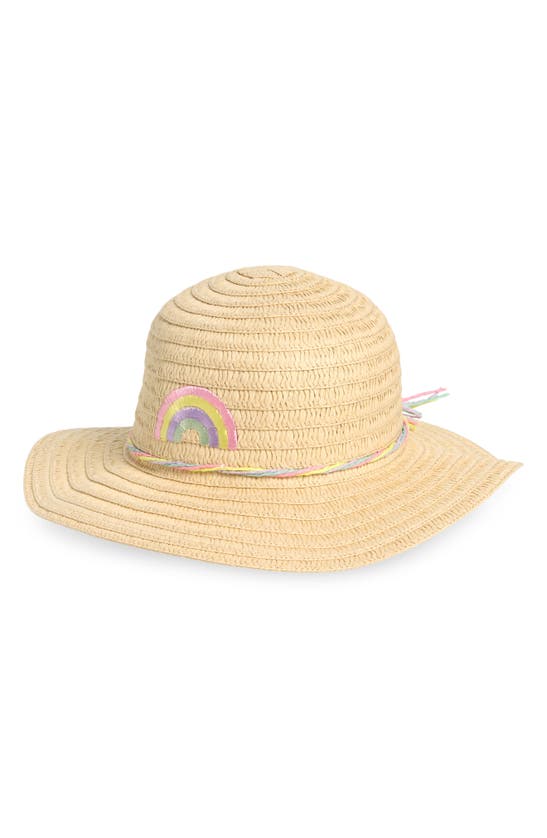 Shop Capelli New York Kids' Rainbow Straw Hat In Beige Pale Multi