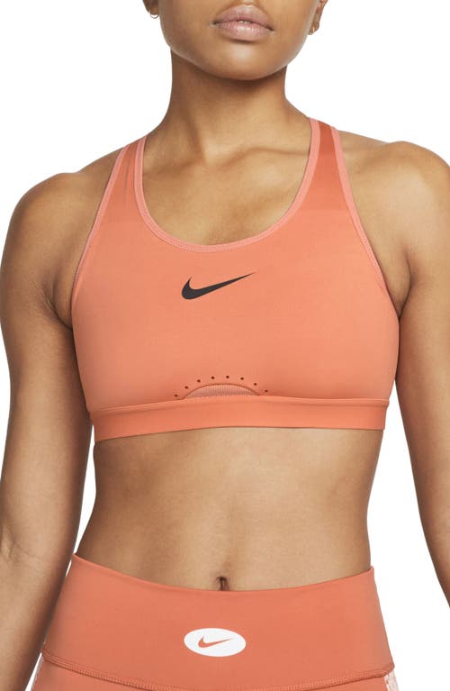 Nike Dri-FIT Swoosh High Support Non-Padded Adjustable Sports Bra in Madder Root/Black