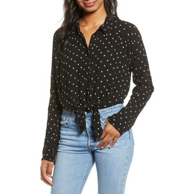 Billabong Sunset Sessions Tie Hem Shirt, Black