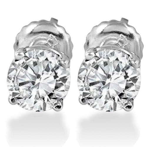 Bliss Diamond 1.25ct Lab Grown Diamond Studs Screw Back 14k White Gold In Metallic