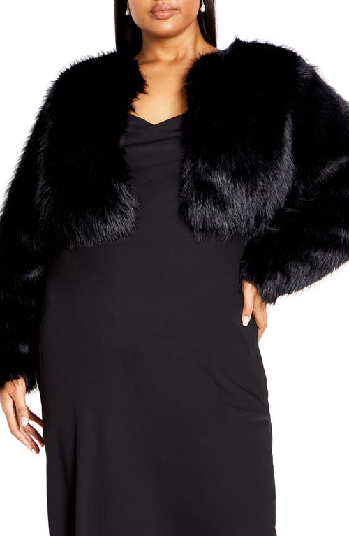 City Chic Angelica Faux Fur Crop Jacket In Black