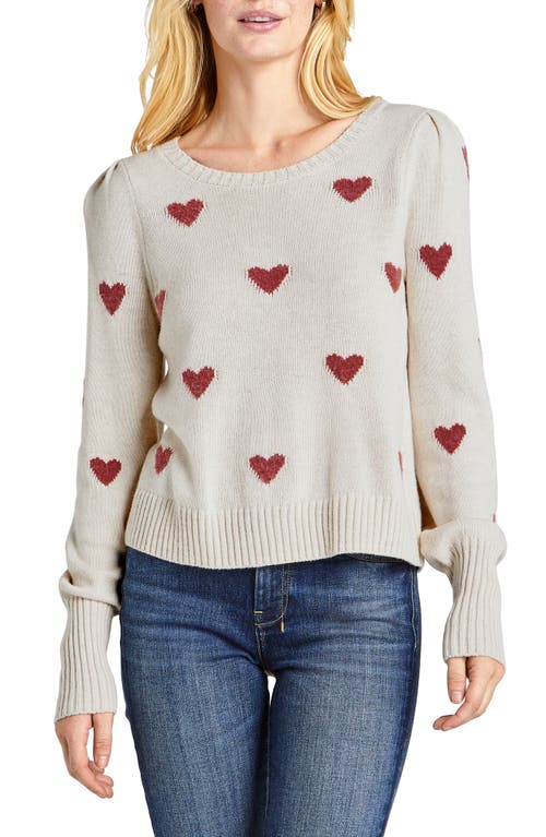 Splendid Annabelle Heart Sweater in Oat Heather at Nordstrom, Size Small