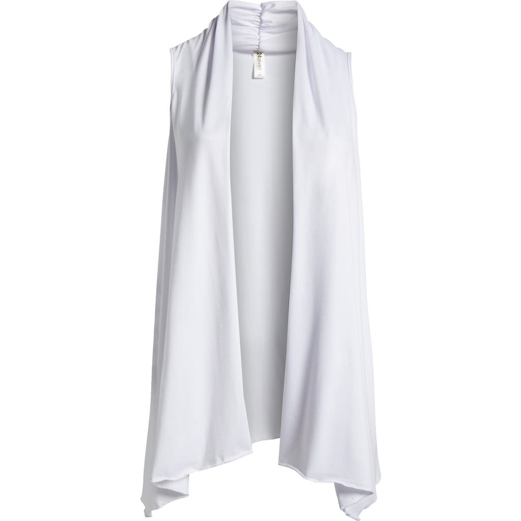 24seven Comfort Apparel Open Front Sidetail Stretch Vest In White
