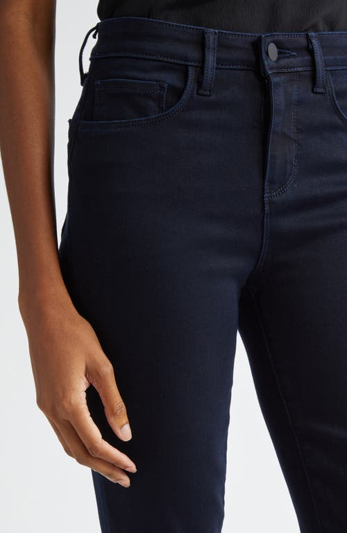 L'agence Ruth Coated High Waist Raw Hem Straight Leg Jeans In Metro Coated
