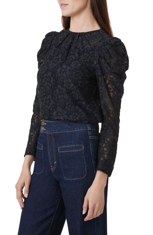 Shop Habitual Floral Lace Puff Shoulder Top In Black