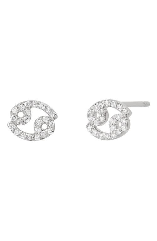 BYCHARI Zodiac Diamond Stud Earrings in 14K White Gold - Cancer