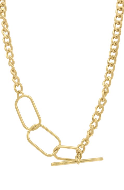 Water Resistant Oversize Oval Link and Curb Chain Necklace