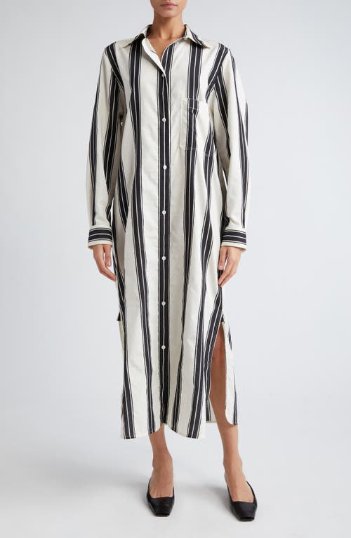 Totême Toteme Jacquard Stripe Long Sleeve Midi Shirtdress In Multi