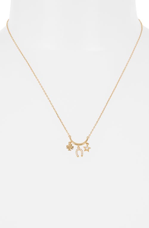 Argento Vivo Sterling Silver Clover, Horseshoe & Star Charm Necklace In Gold