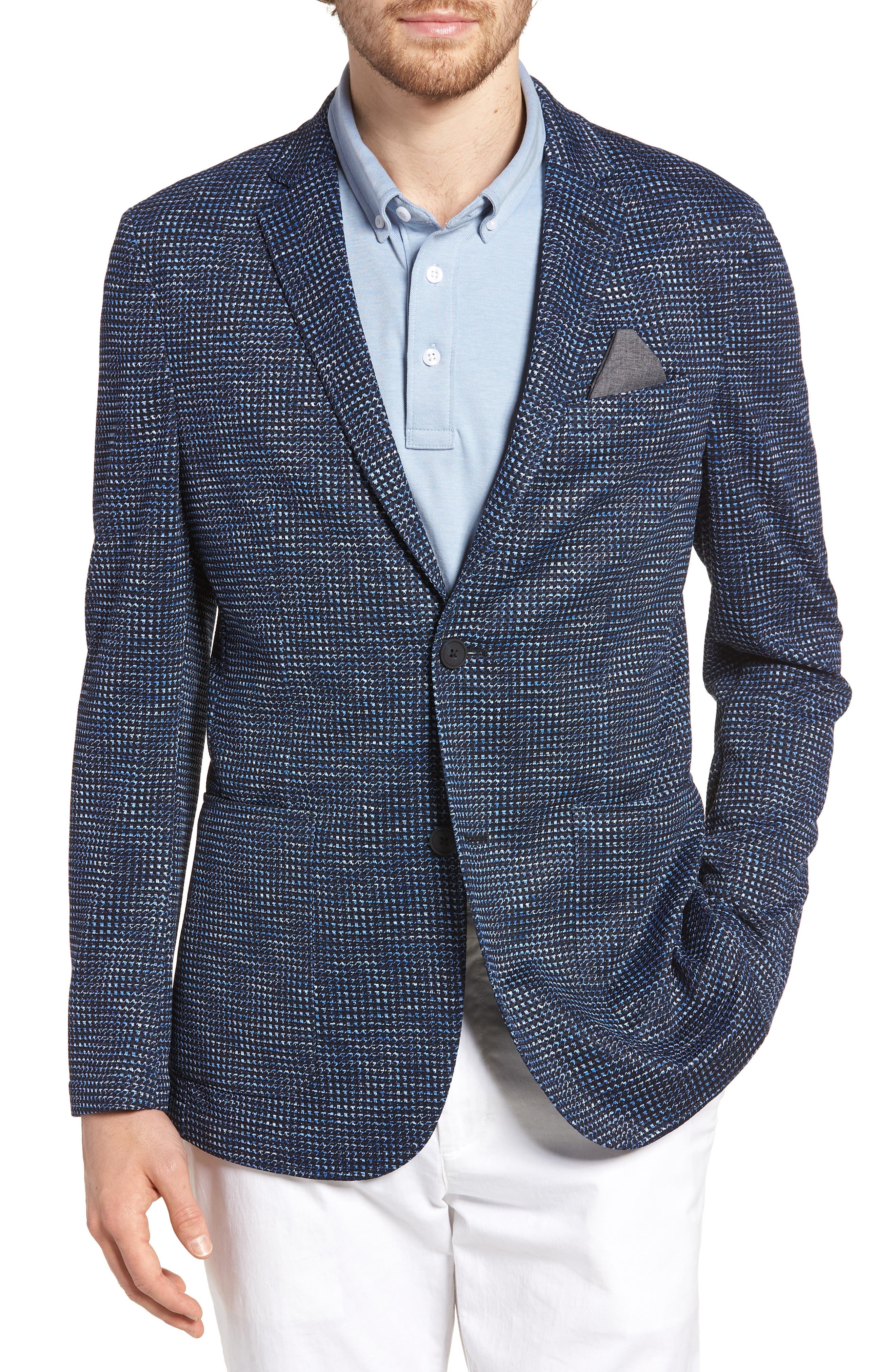 Vince Camuto Houndstooth Slim Fit Performance Mesh Blazer | Nordstrom