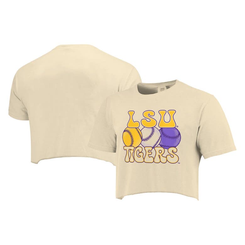Shop Image One Natural Lsu Tigers Comfort Colors Baseball Cropped T-shirt