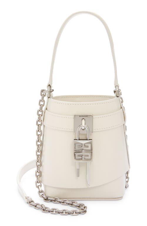 Givenchy Micro Shark Lock Leather Bucket Bag in Ivory at Nordstrom