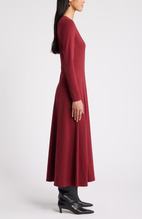 Shop Nordstrom Long Sleeve Crewneck Maxi Dress In Red Grape