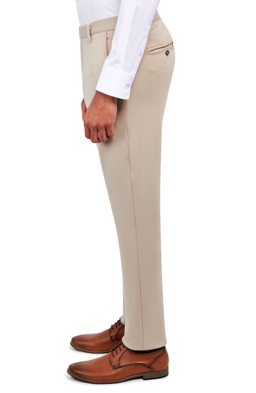 Brooklyn Brigade Slim Fit Straight Leg Performance Knit Dress Pants In Tan