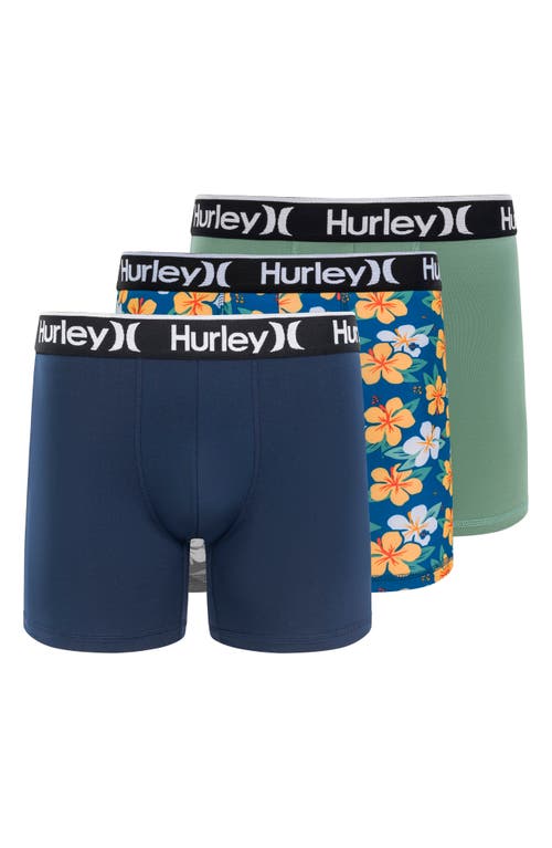 Shop Hurley Regrind 3-pack Boxer Briefs In Green/blue