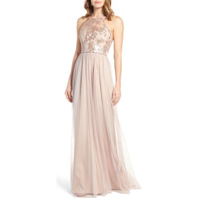 Amsale Sheridan Sequin Halter Dress