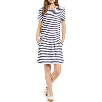 Caslon Stripe T-Shirt Dress, Blue