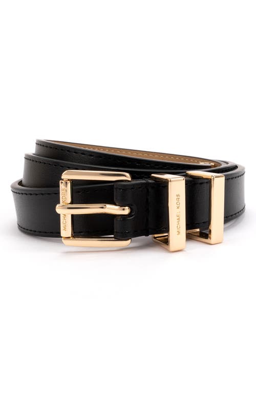 Michael Kors Leather Belt Black/Gold at Nordstrom,