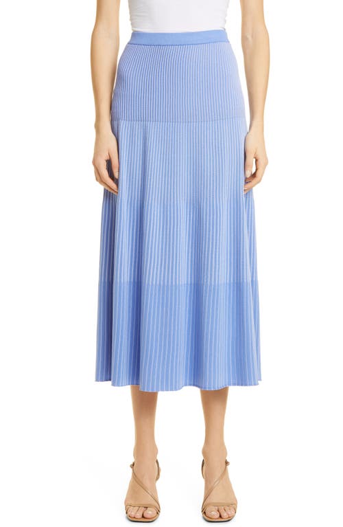 Misook Ombré Stripe Rib Knit Skirt in Ribbon Blue/Iris Flower at Nordstrom, Size Medium