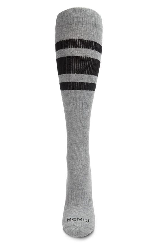 Shop Memoi Stripe Performance Knee High Compression Socks In Med Gray Heather