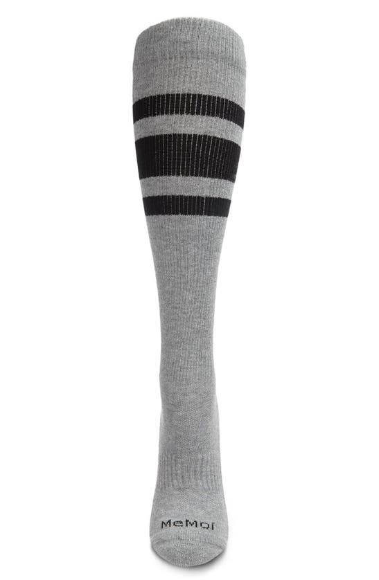 Memoi Stripe Performance Knee High Compression Socks In Med Gray Heather