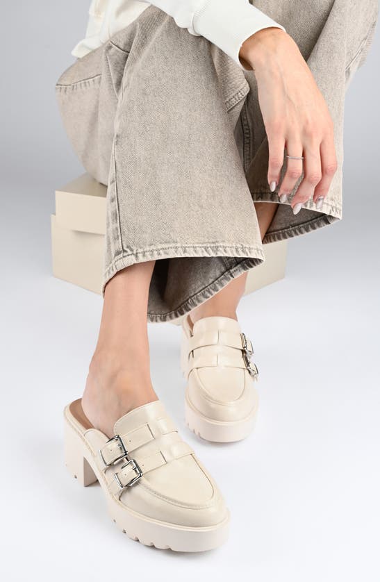 Shop Journee Collection Brydie Platform Mule In Light Denim