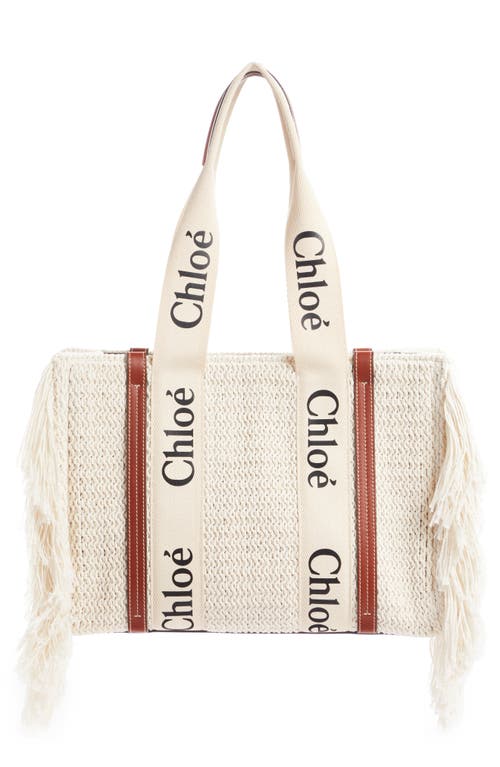 Chloé Medium Woody Cotton Knit Tote in Sepia Brown