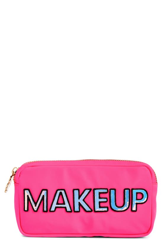 Stoney Clover Lane Small Nylon Makeup Bag In Neon Pink