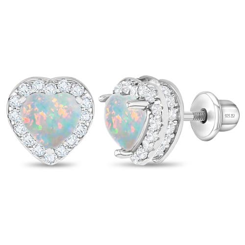 Shop In Season Jewelry Opal Cubic Zirconia Heart Earrings