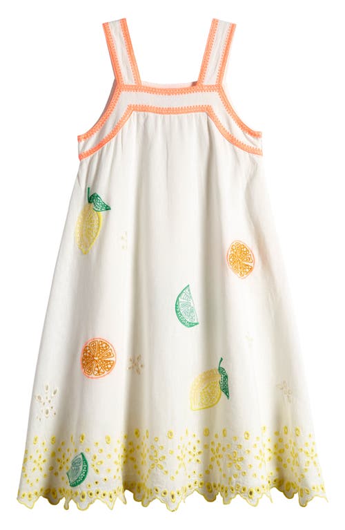 Reiss Kids' Arabella Eyelet Embroidered Cotton & Linen Dress In Multi