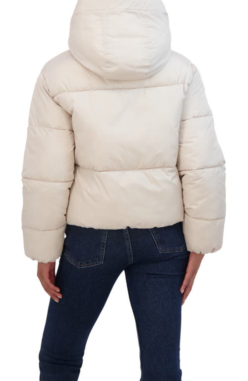Sebby Short Hooded Puffer Jacket In Beige