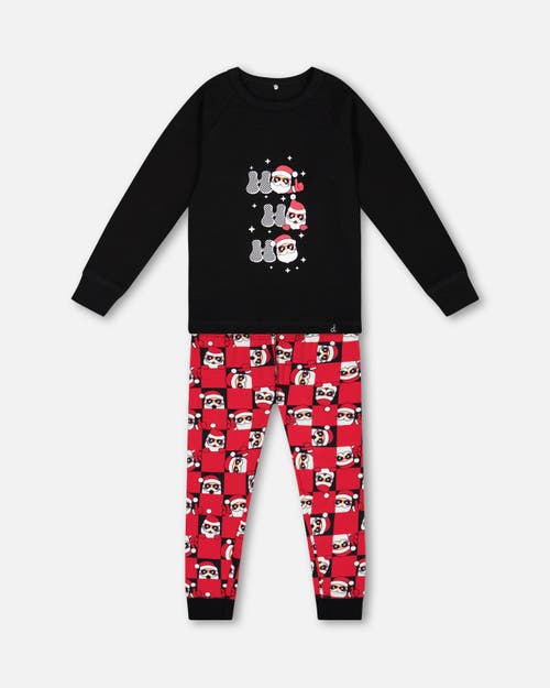 Shop Deux Par Deux Boy's Organic Cotton Two Piece Pajama Set Red Printed Santa In Printed Santa Claus