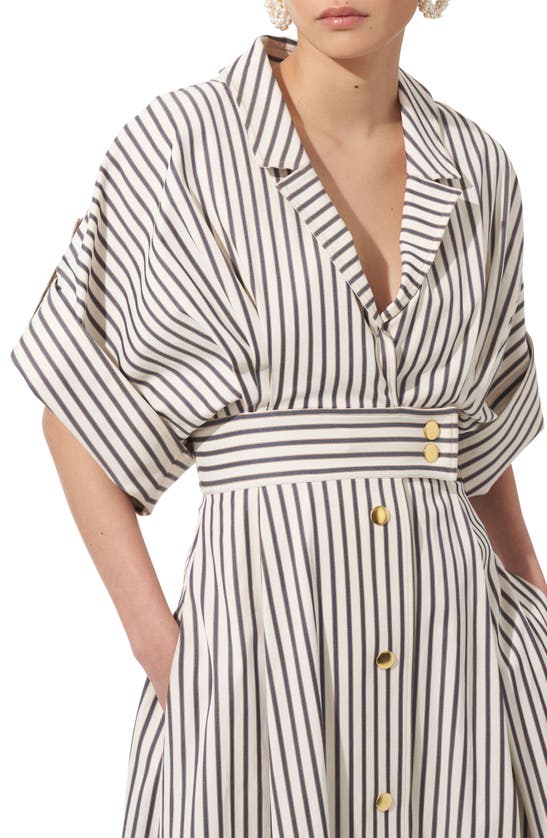 Shop Carolina Herrera Stripe Dropped Shoulder Shirtdress In Ecru Multi