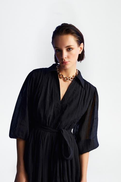 Nocturne Balloon Sleeves Dress in Black at Nordstrom