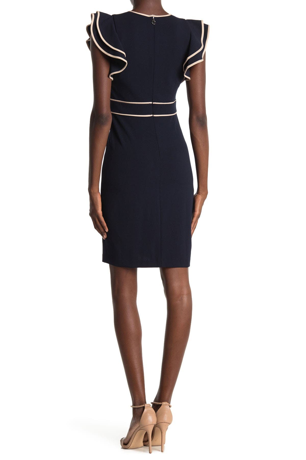 tommy hilfiger scuba sheath dress with flutter sleeves