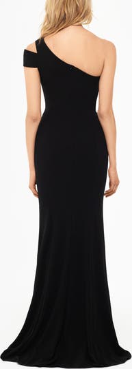 B & Adam One-Shoulder Scuba Crepe Gown