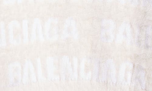 Shop Balenciaga Fitted Furry Logo Jacquard Wool Blend Sweater In 9002 Ivory