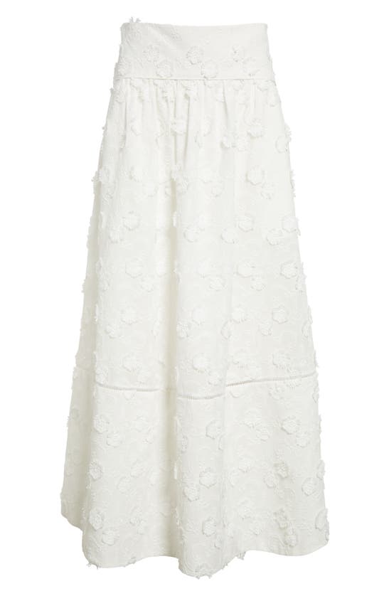 Shop Farm Rio Off White 3d Flower Midi Skirt In Off-white