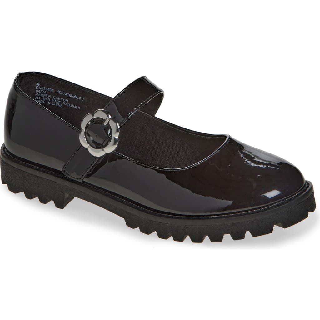 Harper Canyon Kids' Davianna Patent Mary Jane Flat In Black