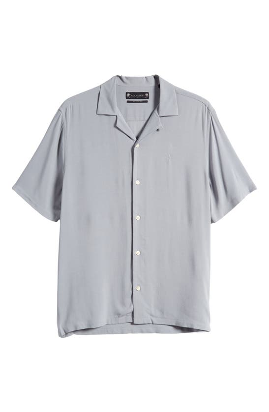 Shop Allsaints Venice Relaxed Fit Short Sleeve Button-up Camp Shirt In Skyline Grey