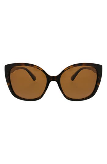 Oscar De La Renta Rounded Modern 54mm Cat Eye Polarized Sunglasses In Tortoise